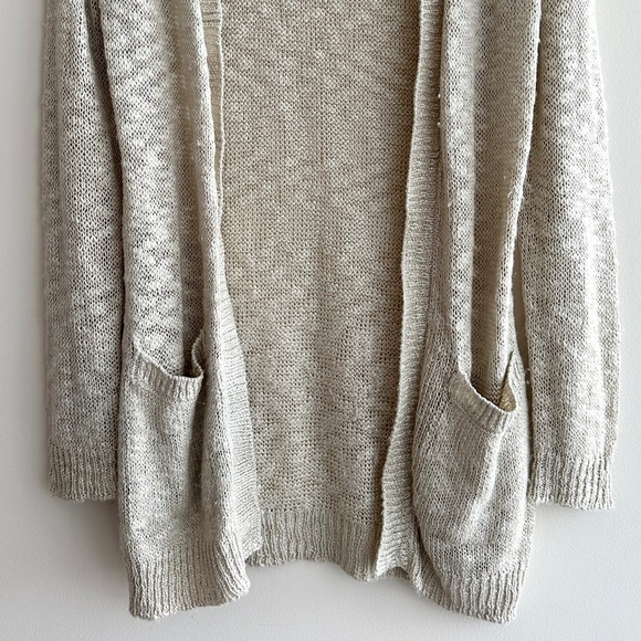 Wet Seal Open Front Long Knit Cardigan, Tan, Size Medium - Picture 3 of 16